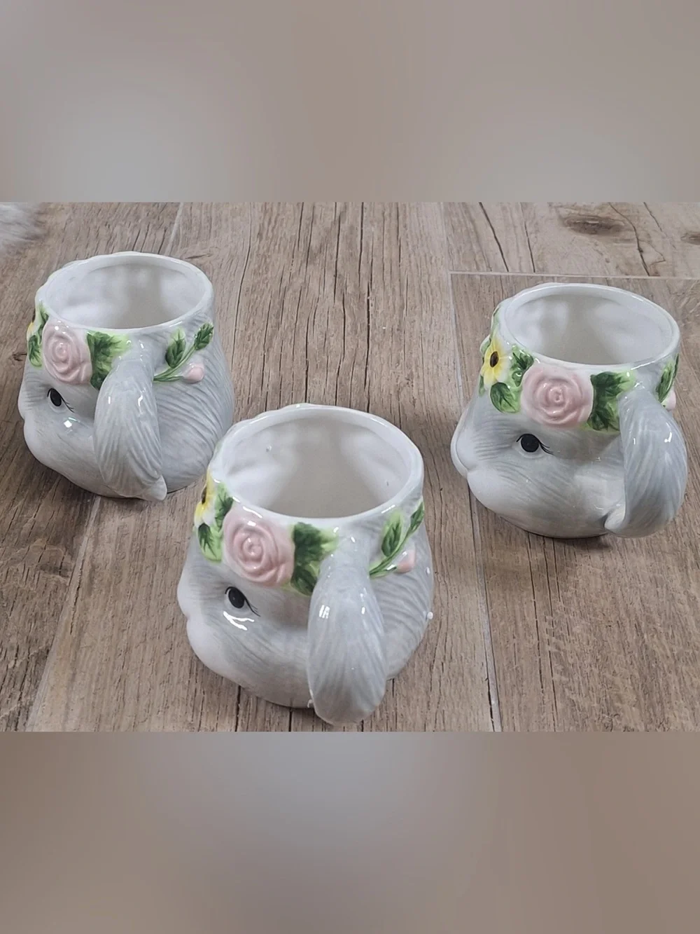 Certified International Sweet Bunny Set of 3 3D Ceramic Mugs Susan Winget NIB